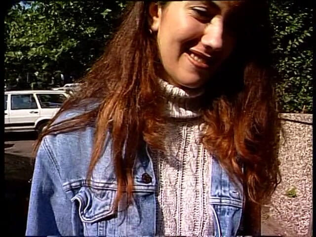 Lucky Cooch: Brunette german beauty gives an outdoor interview