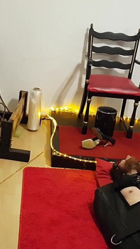 Lave i läder säck del 1 - MILF domina retar bunden kuk kantning förnekelse BDSM