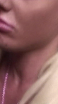 Horny blonde is masturbated while sucking cock.