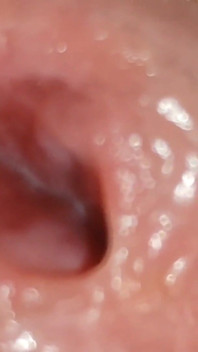 Extreme close-up van papa's wijdde gaatje ruw.