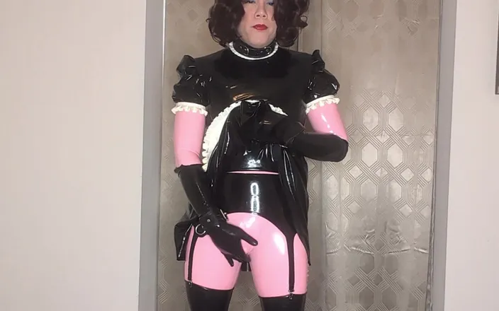 Sissy Candy: Latex Catsuit and Maid Dress Sissy Tries to Fuck Both...