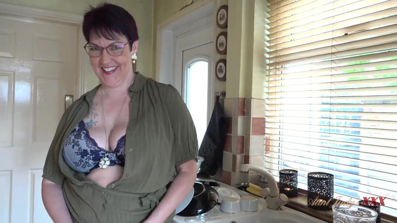 Aunt Judy's XXX: AuntJudysXXX - Busty 56yo Housewife Layla sucks your cock in the kitchen (POV)