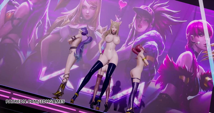 3D-Hentai Games: Black Pink - How you like that naked dance, Ahri, Akali,...