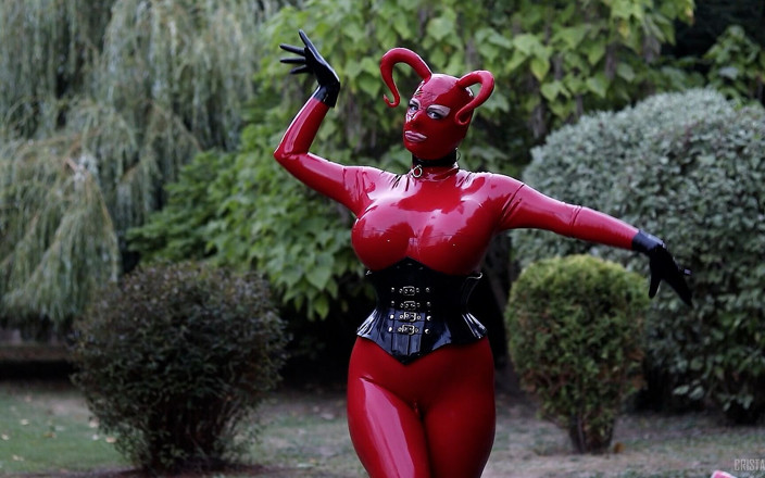 Cristal Kinky: Halloween Special: Red Rubber Devil Playing with Rubber Bound Sub