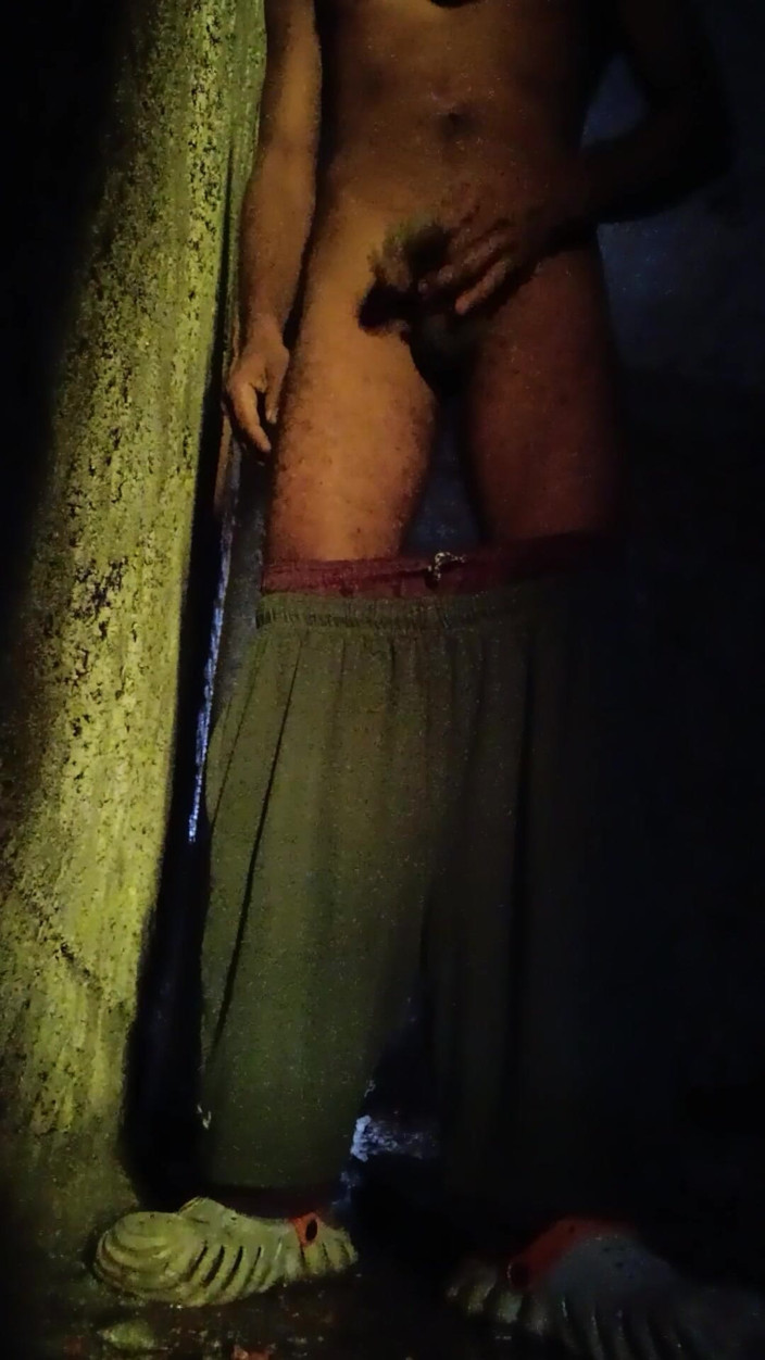 Bengali Bull: A Indian Young Boy Masterbet. in a Under Construction Building.