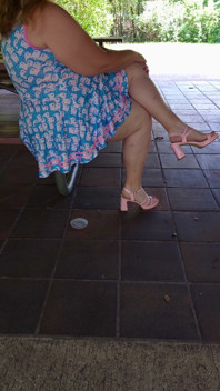Jamdown26_da0603 - Hot Sexy BBW Walking Outdoors in the Park Wearing Mini Dress and Heels
