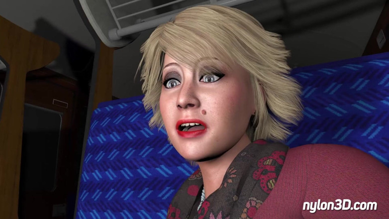 N3D animation: Zugfahrt mit geiler blondine
