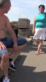 German Amateur with a Horny Experienced Woman with Hair on Her Chubby Pussy Gets It in Her Mouth Outdoors