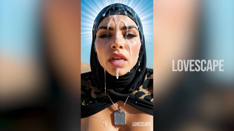 Lovescape: Gagica militară hijab are parte de Pluton Raw (ai Gen)