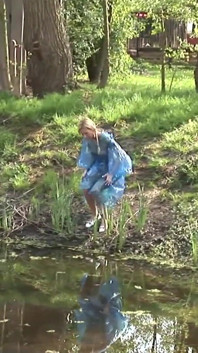 Blonde teen looking for new excitement for her pussy goes to a cottage in the woods