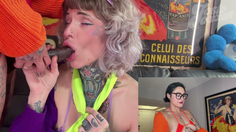 Josie Jaxxon: Cosplay BBC Strap on Blowjob: Velma Doms Daphne