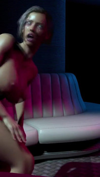 Cyberpunk-küken bedient einen kunden im club