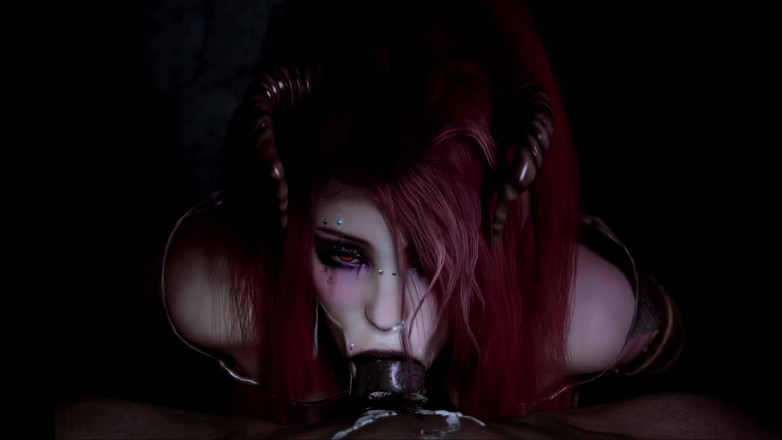 XART_GOLD: BBC. Gadis succubus Halloween berambut merah menelan dan rakus menghisap...