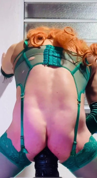 Redhead Riding Huge Dildo