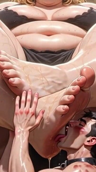 Gorda grandota adoración de pies - hombre sumiso lame suelas sudorosas