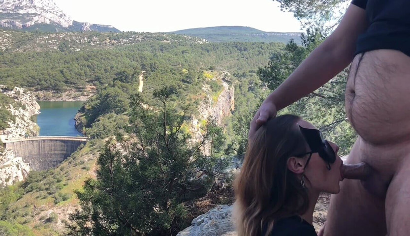 Hot Babe Gets Deepthroated with No Hands and Swallows Cum in Public (Petit Papillon Noir)