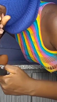 Ebony Teen Fucking Her Self with a Big Fat Dildo