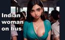 AI Fantasy Porn: 公共汽车上的印度女人，印度女大学生骑乘公交车并被群交，颜射和sari