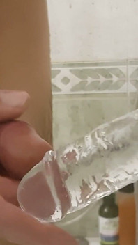 Sucking on My New Big Dildo and Trying to Fuck It!