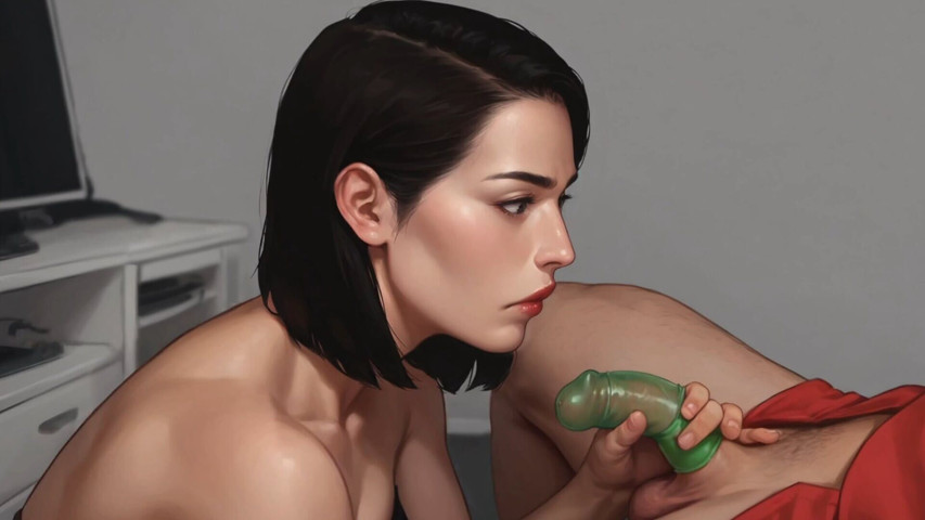 Slut Was Sucking a Small Cock with a Condom Then the Cock Got Huge and She Fuck It - Mila Ai by Addont (Lana Game plays)