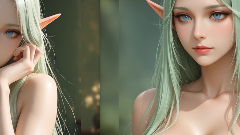 LustRender: Presentación de diapositivas de Lustrender: hermosa cabeza de elfo desnuda...