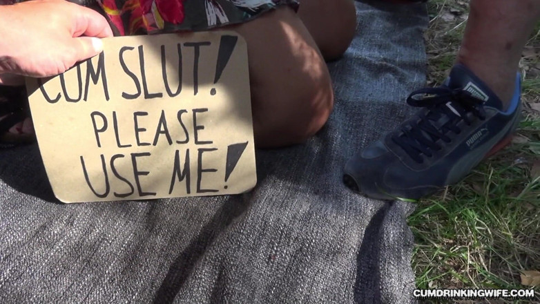 Cumdrinking Wife: Dogging, une salope à sperme utilisée par 10 mecs et plus au...