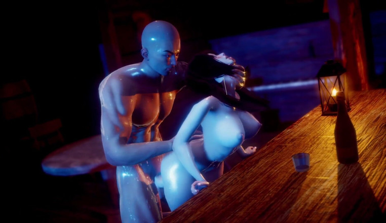 ExplicitXXX3D: hot beb baar kauntar par jhuk gee aur uski choot...
