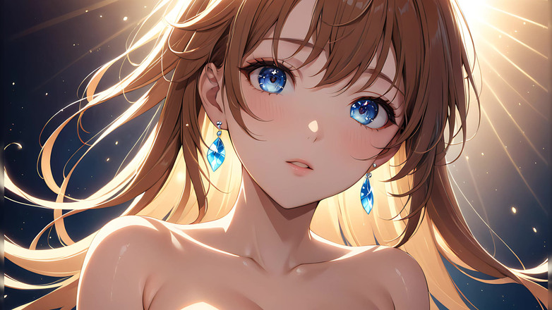 LustRender: Éterický vzestup: krásná mladá žena zabalená v nebeském světle