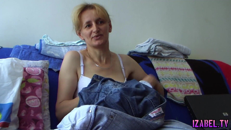 Izabel tv: Mature sewing and wearing only bra