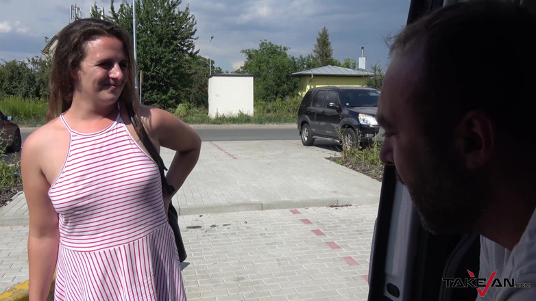 Take Van: Chubby babe get fed with fresh jizz after van sex