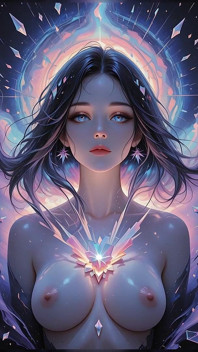 Dea vortex astral con fumo obsidiano e crystal light fantasia ai art presentazione