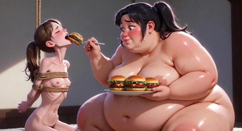 YOUR BEST FANTASY: Ganho de peso humilhação - mulher gorda enchendo alimentador magro