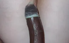 My Grippy Lips Pulling the Condom off a Big Black Cock as He Cum Inside Me