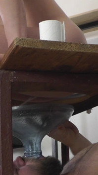 Tatjana Peeing in the Slave's Mouth and Instructing the Subgirl to Do the Same