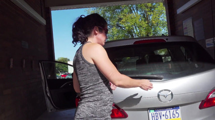 Sammi Starfish: Carwash minidress flashing