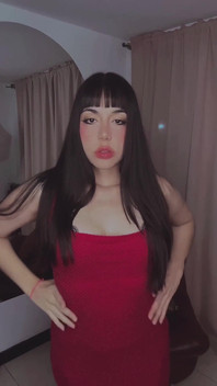 Brunette Hair and Red Dress