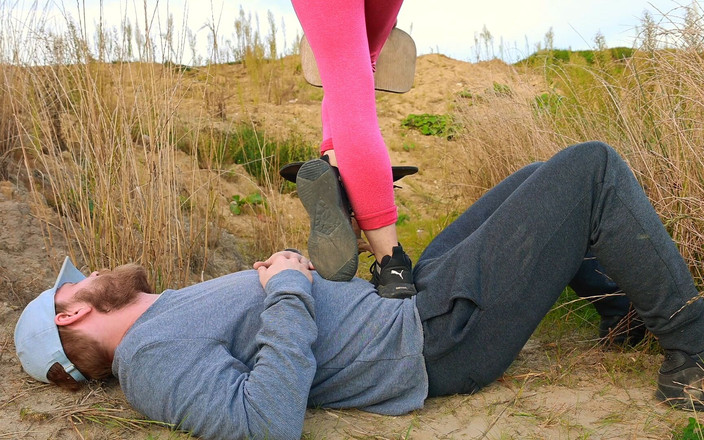 JoZi: Outdoor Trampling in Boots, Amateur Femdom Jozi Trample