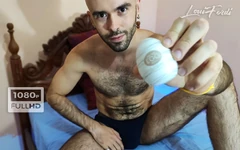Egg Toy Masturbator: Hairy Man Trying and Cumming with His New One on Easter