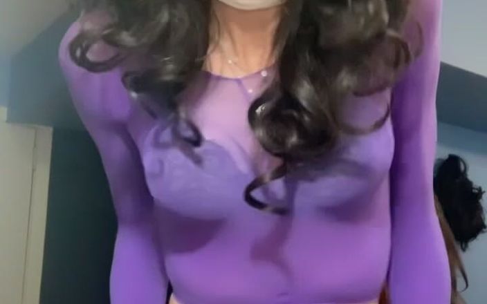 Lisa Luvly: Top violet transparent cu ciorapi mov