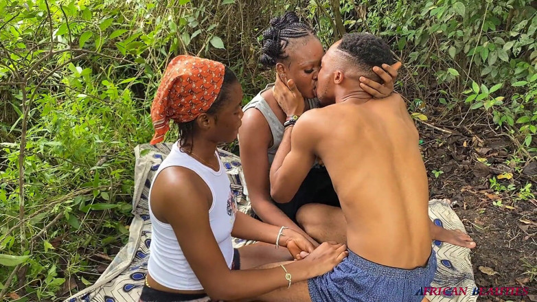 African Beauties: Outdoor Jungle 3-some with 2 Bisexual Chicks and a BBC