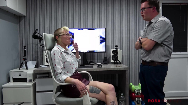 rosarosebud: Office Slut Persuades Boss to Watch Her Wank