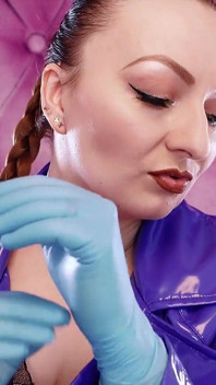 Asmr Video- Hot Sounding - Blue Nitrile Gloves Fetish Close up Video
