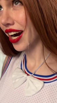 Kim Bluestone Spit Fetish Mouth Fetish Drooling Into a Glass Clear Shot Glass so You Can See Me Drool and Suck