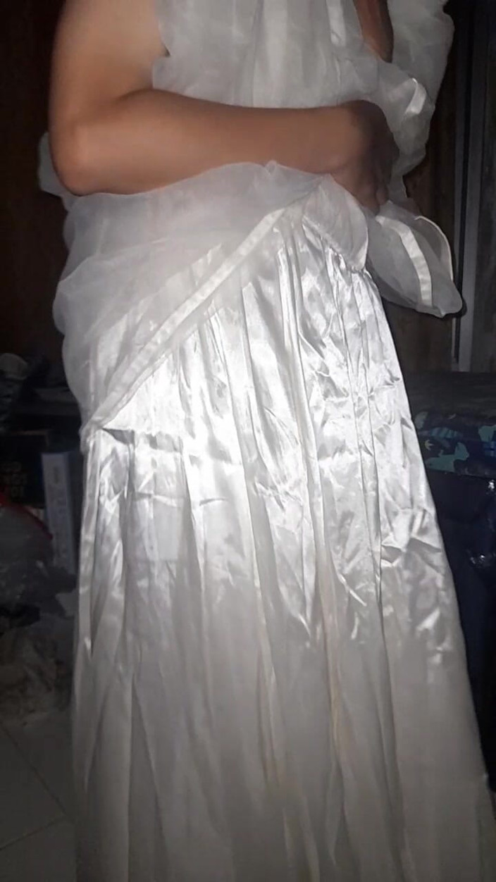 Naomisinka: Cum Flows on Satin Wedding Dress