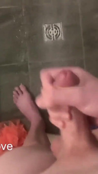 College Boy Jerking and Cumshot in the Shower