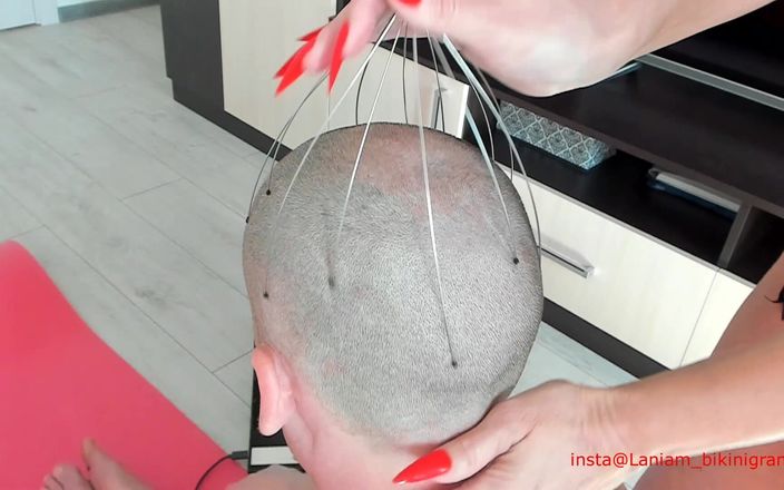 Milf cinema: ASMR macocha wykonuje masaż głowy długimi paznokciami BDSM