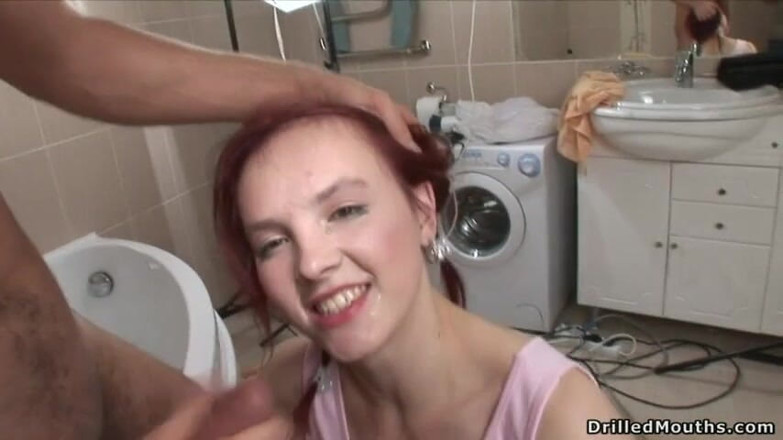 1 Pass For All Sites: Redhead Teen Beauty Licking and Sucking Dick in the Bathroom