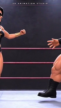 Supereroina mascherata con tacchi con strap-on catturata in tette d'orso e lucchette alla caviglia - Ring wrestling