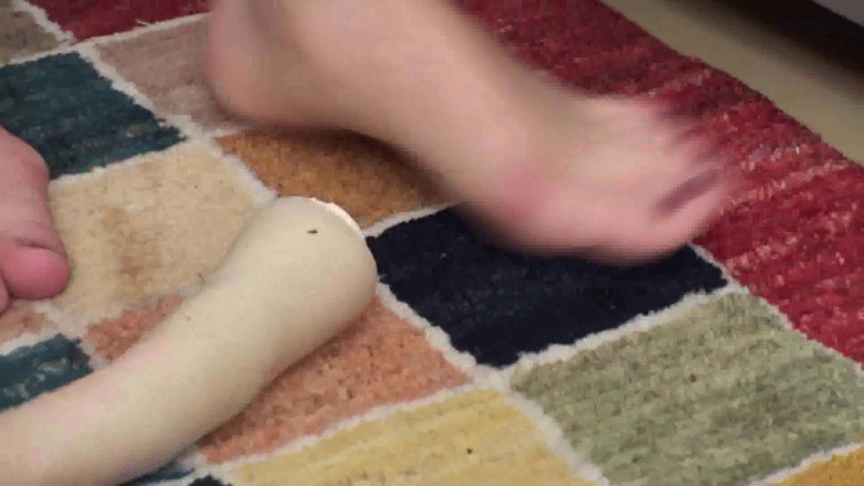 Foot Girls: Crushing dildo with feet