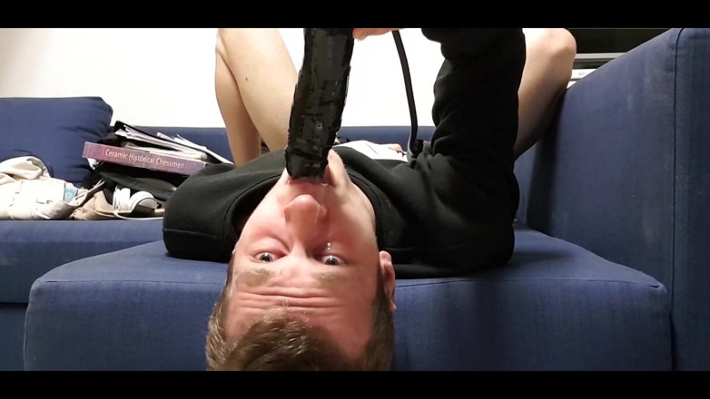 Puppy Davey: Fucking My Throat with This Dildo